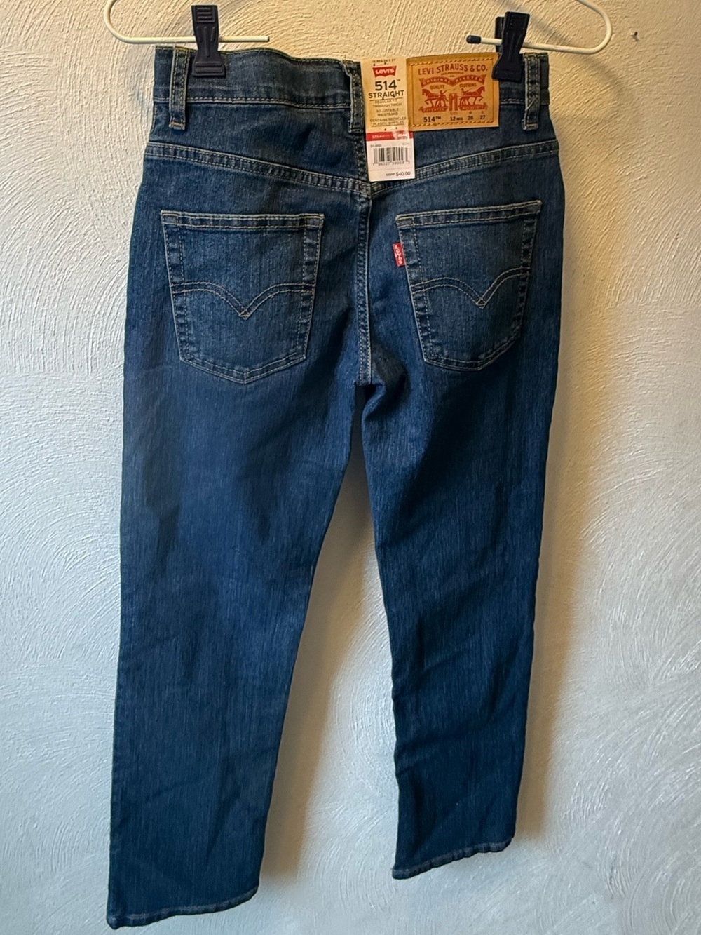 Levi 514 Straight Fit Jeans Boys Sz 12 26x27 NWT Stretch Denim Adjustable Waist - Picture 2 of 5